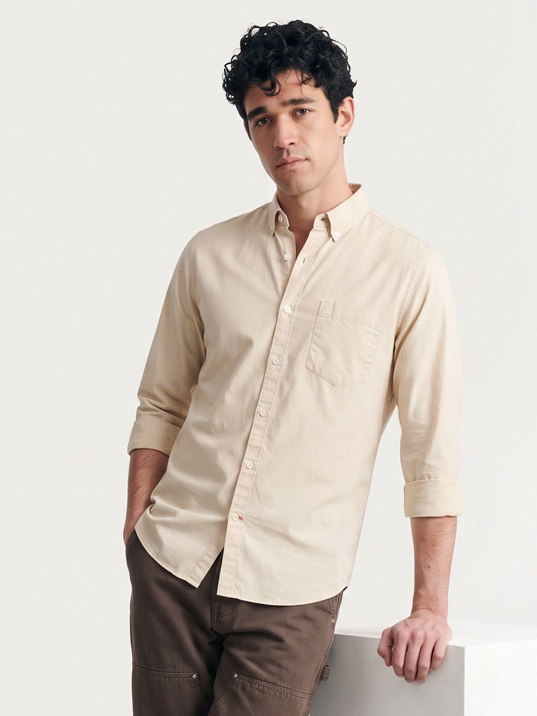 Mast & Harbour Button-Down Collar Pure Cotton Casual Shirt-picture-58