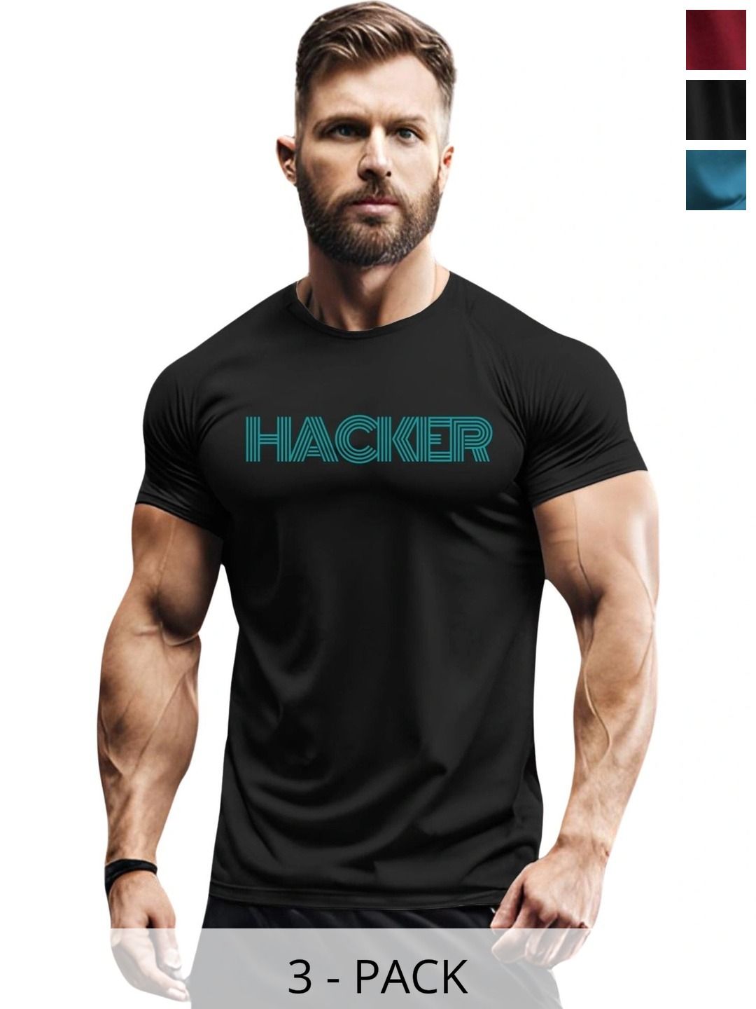 3Colors Men Typography 3 Printed Moisture Wicking T-shirt-picture-6