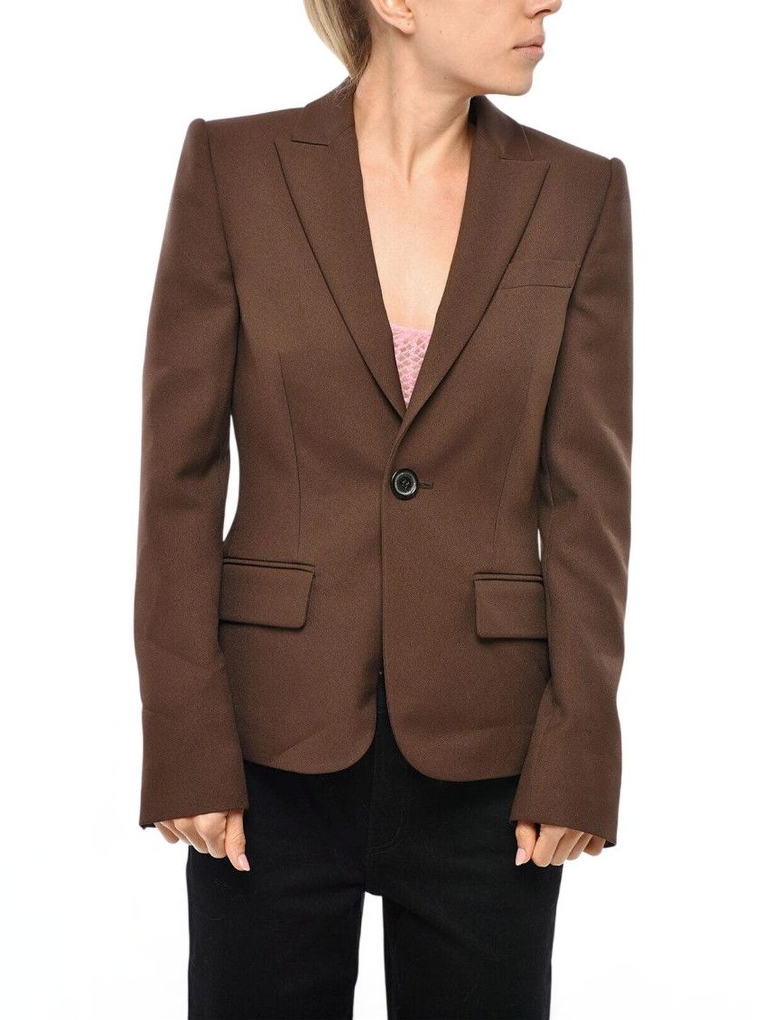 Dsquared2 Brown Solid Notched Lapel Blazer-picture-17