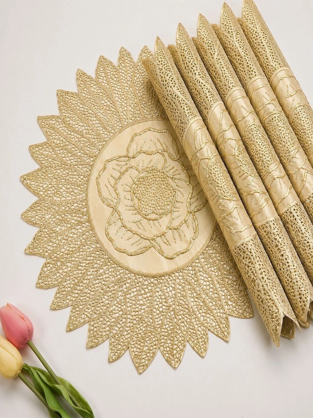 Dakshya Industries 6 Pieces Textured Round Table Placemats-picture-10