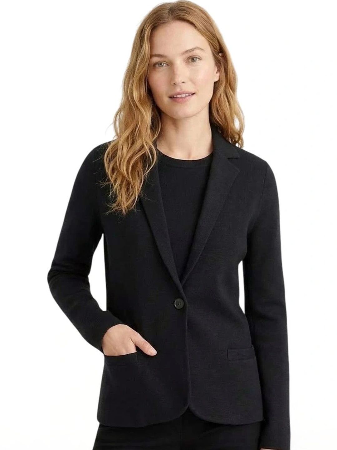 J.Crew Black Regular Fit Sweater Blazer-image-3
