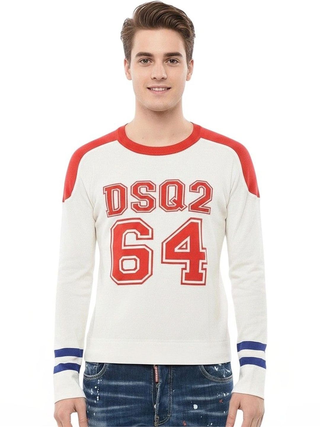 Dsquared2 Men Typography Colourblocked Woollen Pullover-picture-27