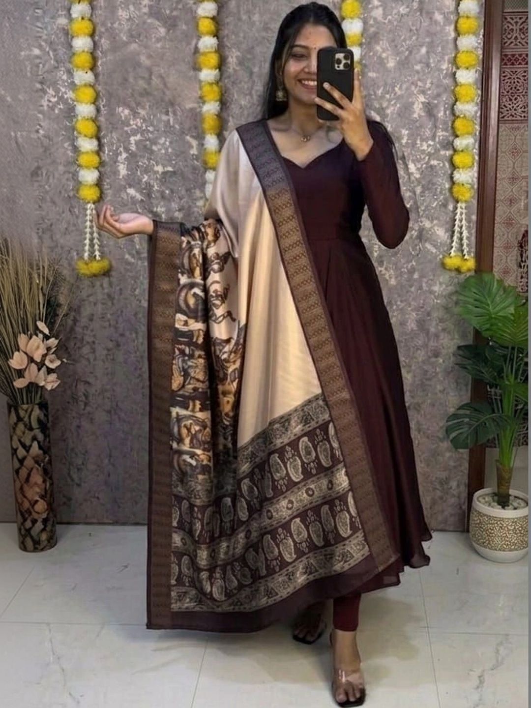 Fashion SAY Printed Silk Kurta With Dupatta-picture-24