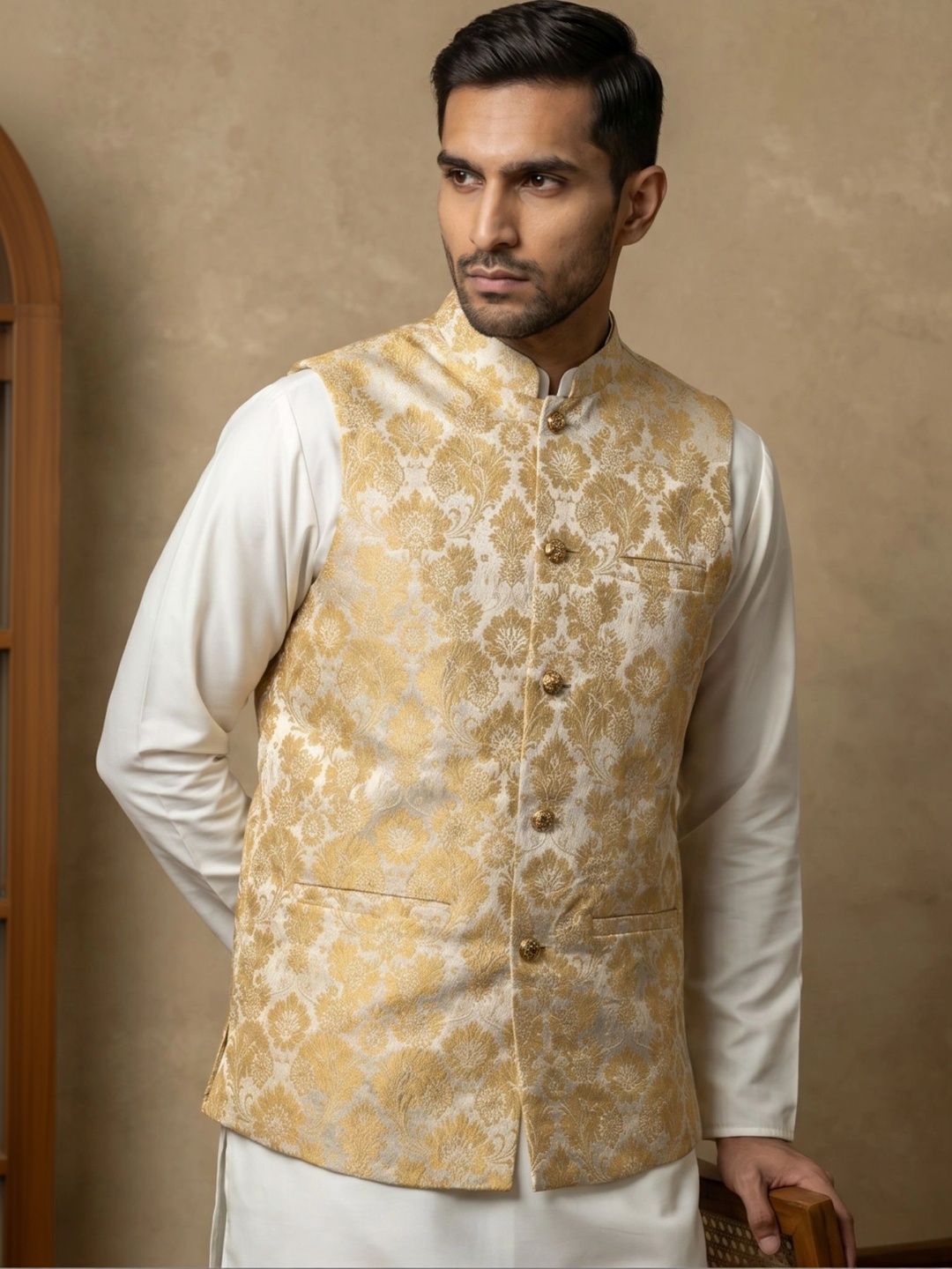 Jompers Woven Design Woven Nehru Jackets-picture-51