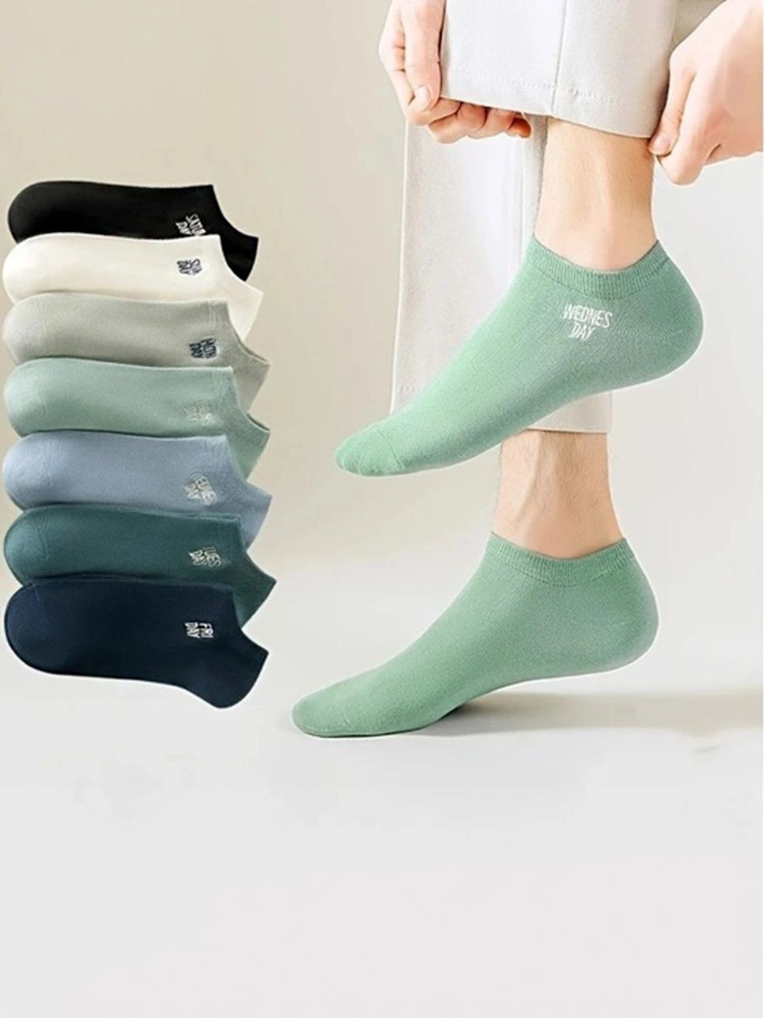 BEAR&BEYOND Men Pack of 7 Cotton Assorted Patterned Ankle Length Socks-picture-48