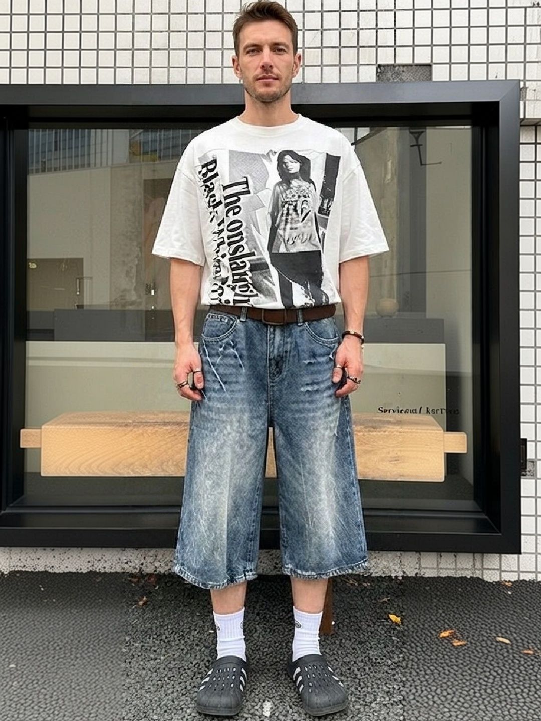 Suo Men Washed Denim Shorts Technology-picture-25