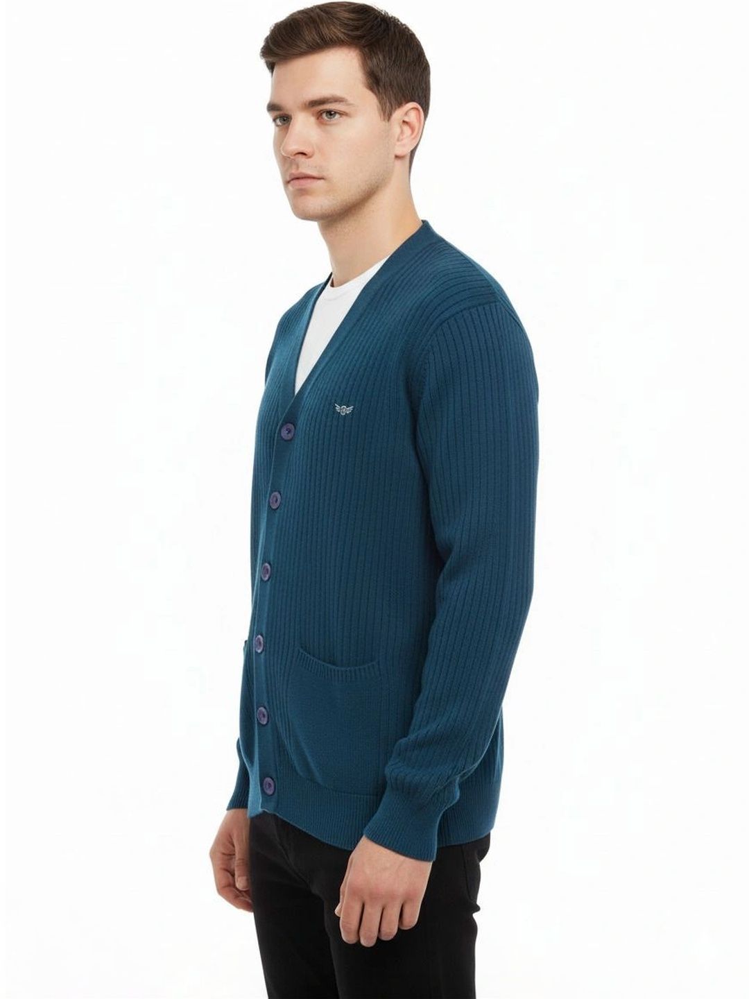 VOMAZO Men Ribbed Woollen Cardigan-picture-38