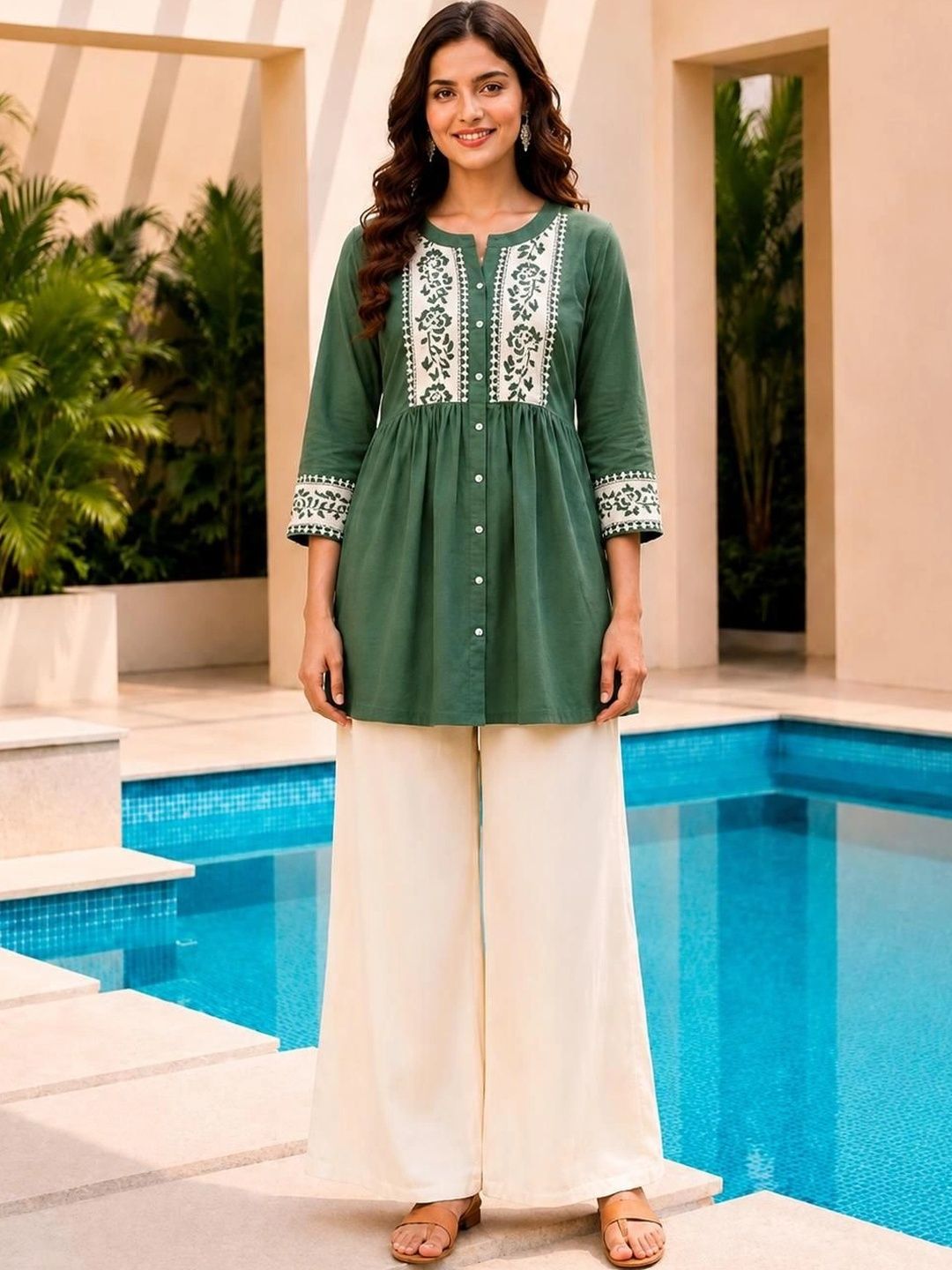 Ishin Mandarin Collar Embroidered Tunic-picture-45