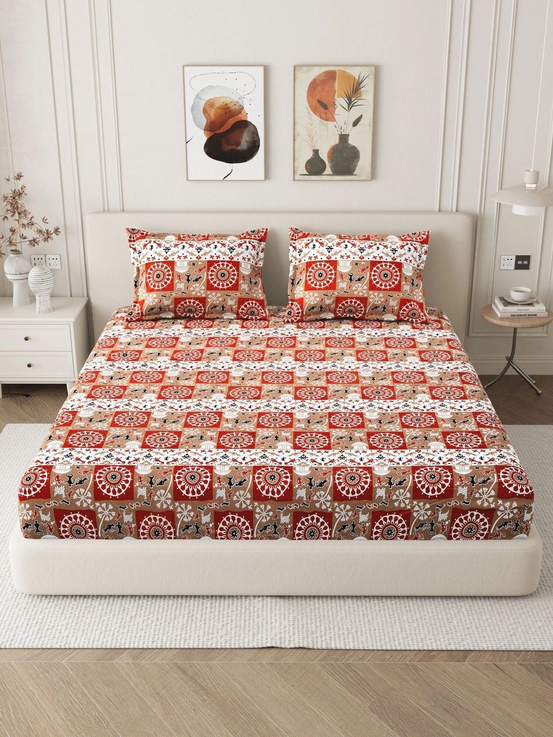 Homeful Style Rust 160 TC King Bedsheet with 2 Pillow Covers-picture-19