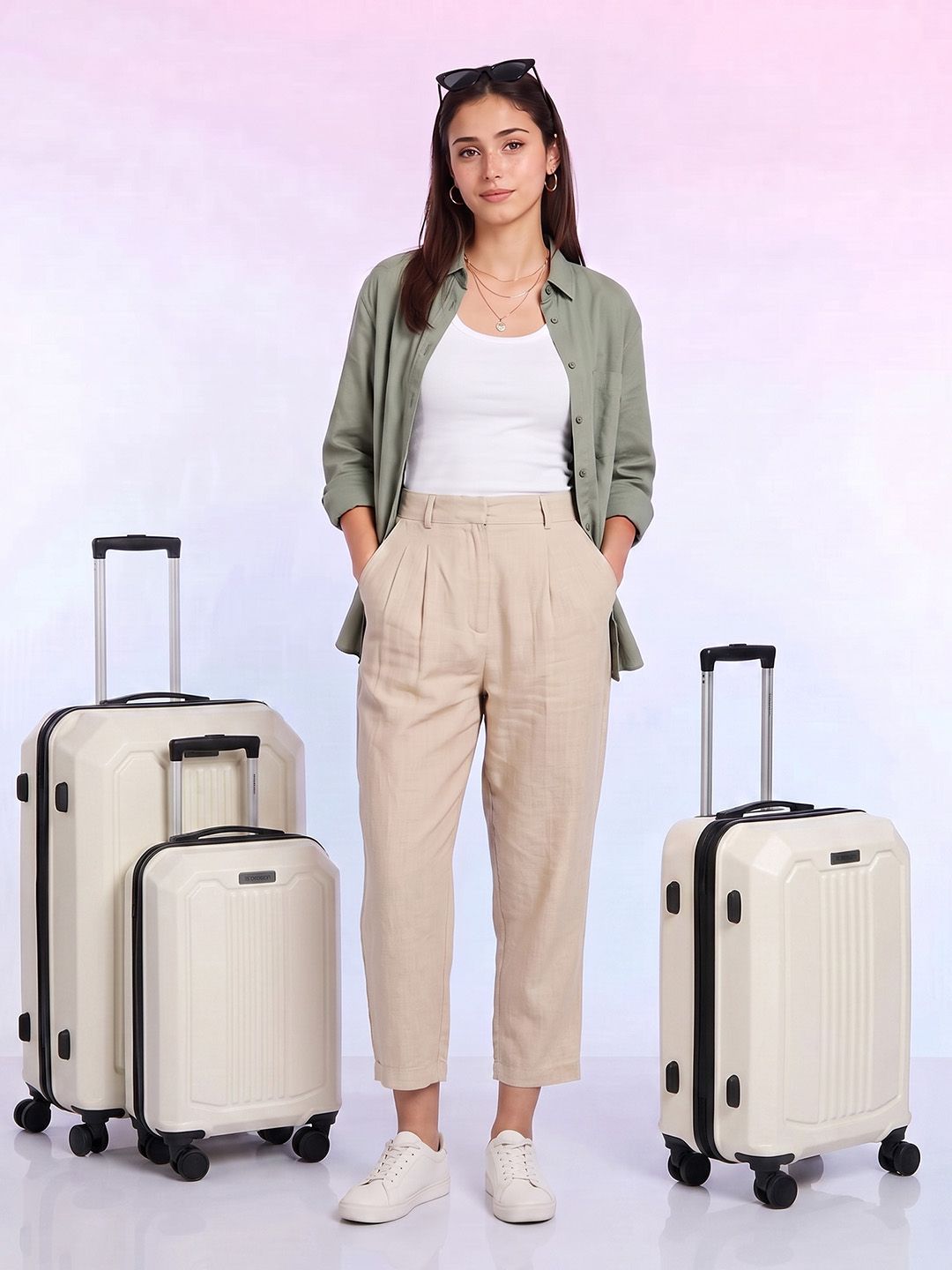 WROGN Set Of 3 Textured Hard Sided Cabin Medium & Large Trolley Bags 180 L-picture-44
