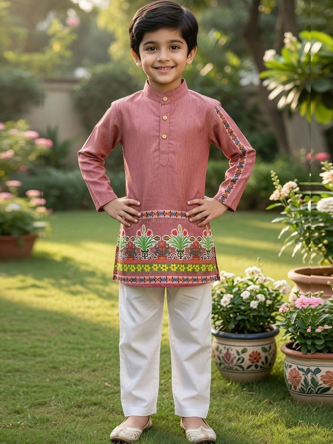 Cutiekins Boys Ethnic Motifs Printed Regular Kurta with Trousers-picture-29