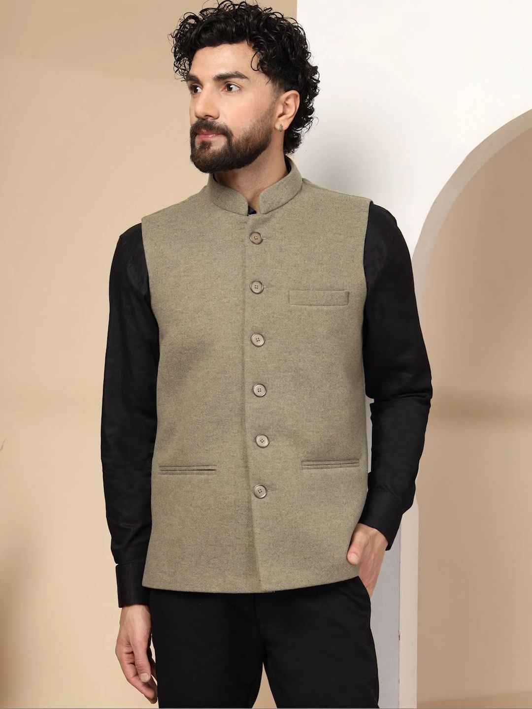 Vastraa Fusion Mandarin Collar Sleeveless Nehru Jacket-picture-48