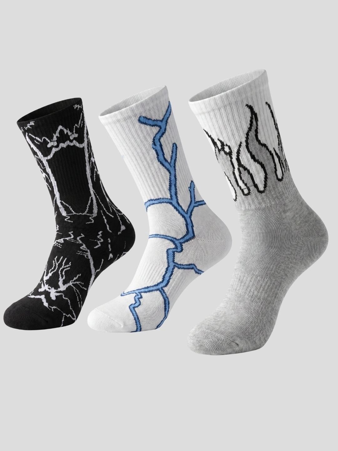Moda Rapido Men Pack of 3 Cotton Blend Patterned Calf Length Socks-picture-38
