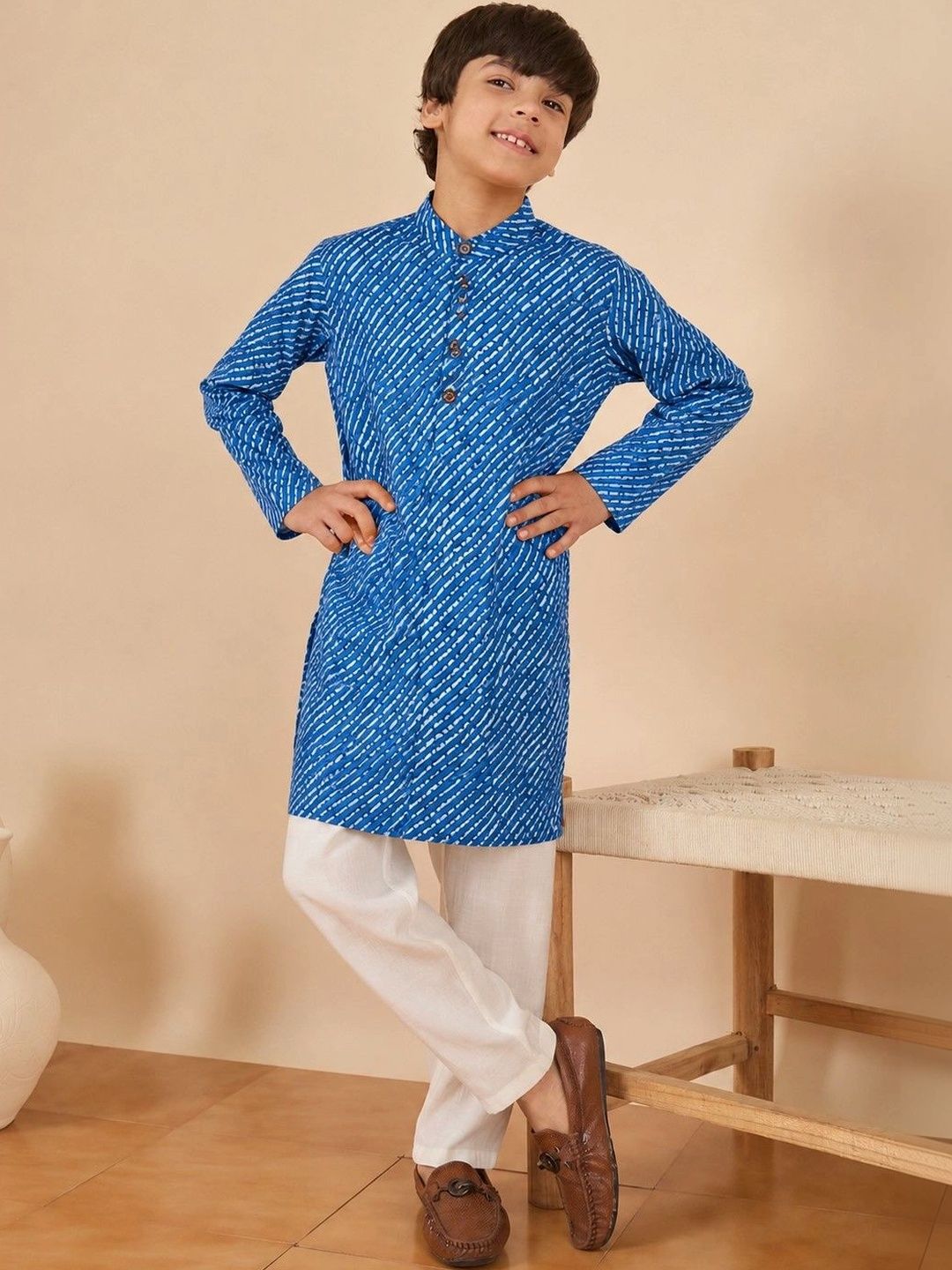 StyloBug Boys Printed Regular Pure Cotton Kurta with Trousers-picture-22