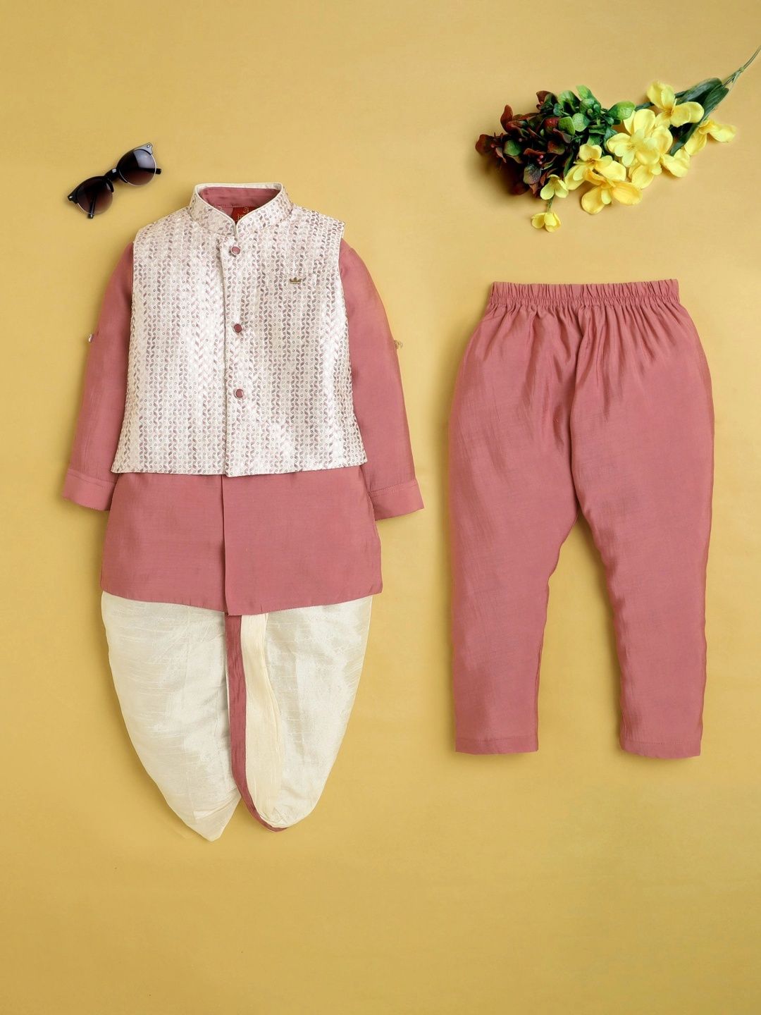 Sparklepop Boys Mandarin Collar Sherwani Set-picture-26