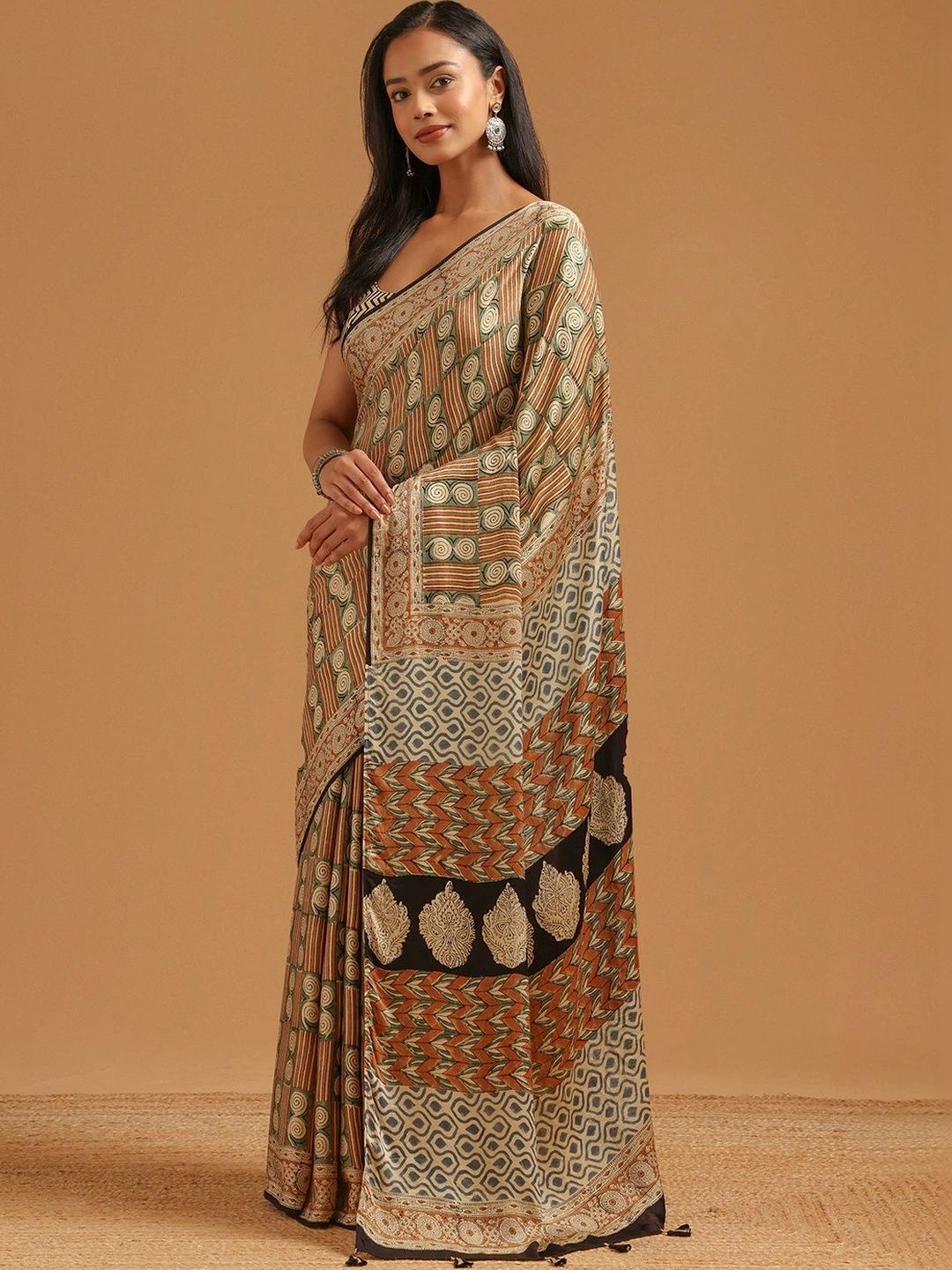 Soch Kalamkari Beads and Stones Silk Blend Saree-picture-41