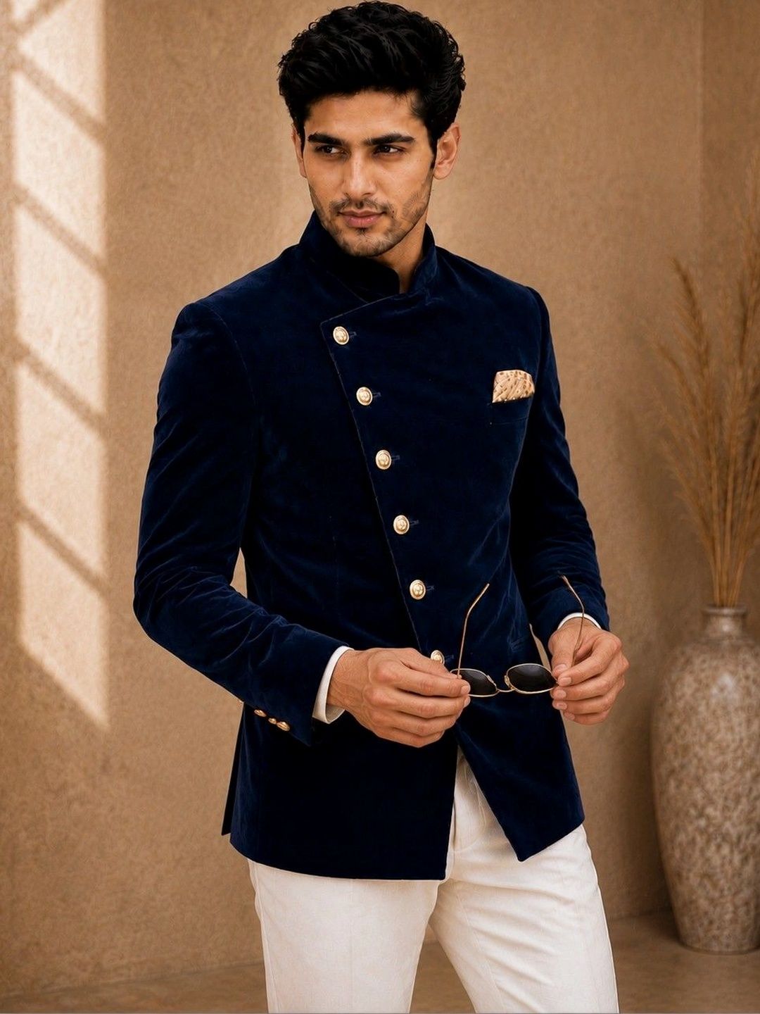 SOURAGYA Mandarin Collar Jodhpuri Tailored Fit Formal Blazer-picture-56