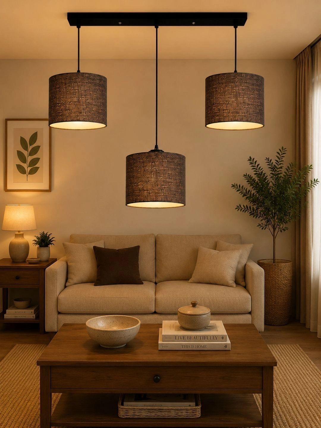 Myntra Elegant Homes Brown Textured Contemporary Ceiling Lamp-image-4
