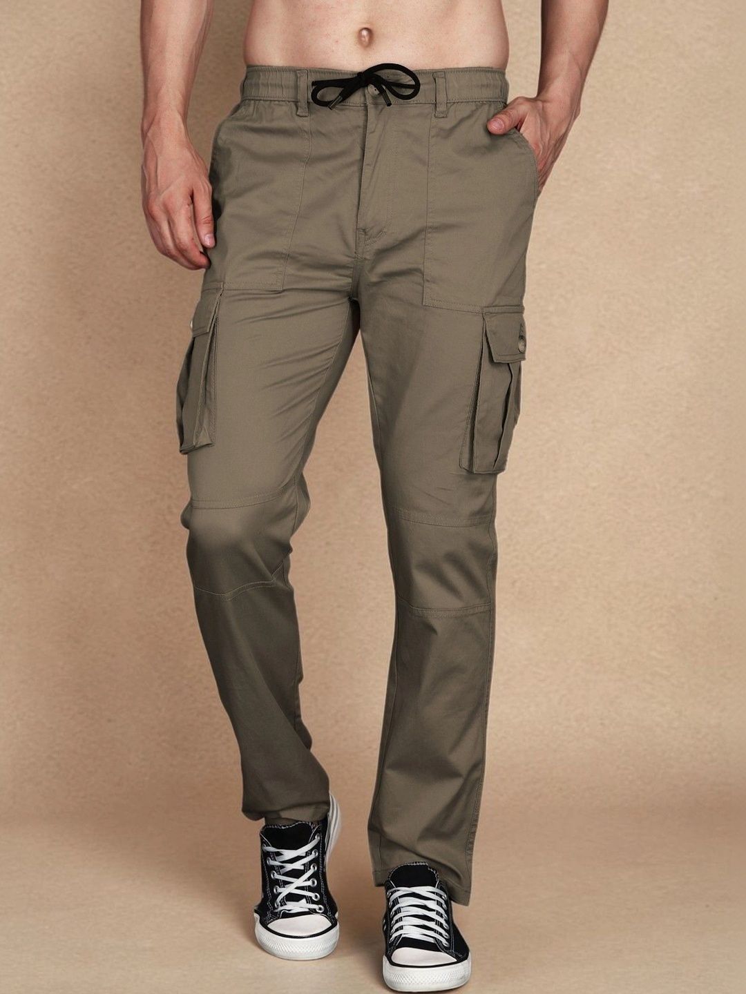 Mast & Harbour Men Relaxed Straight Leg Easy Wash Cargos Trousers-picture-27