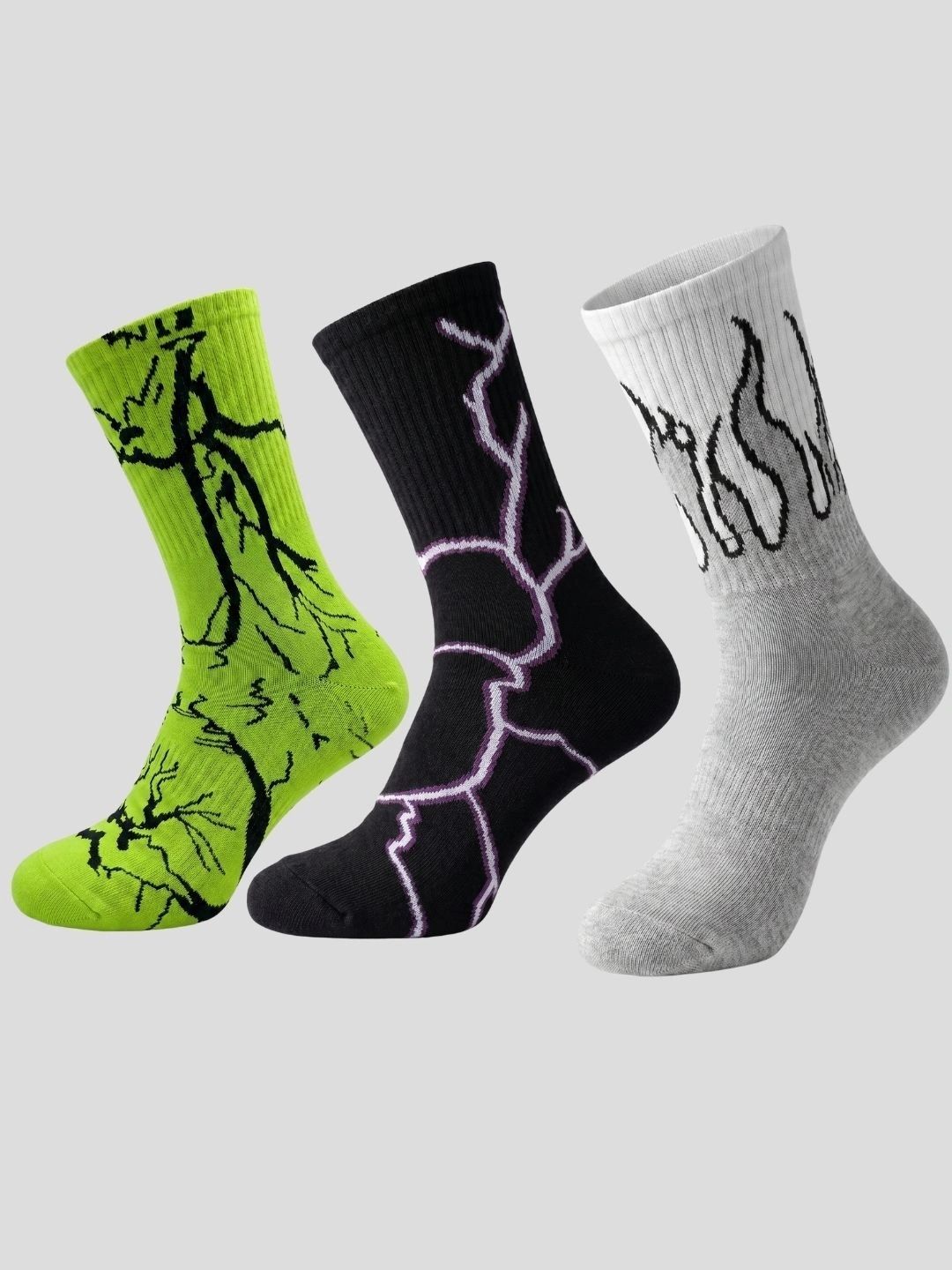 Moda Rapido Men Pack of 3 Cotton Blend Patterned Calf Length Socks-picture-49