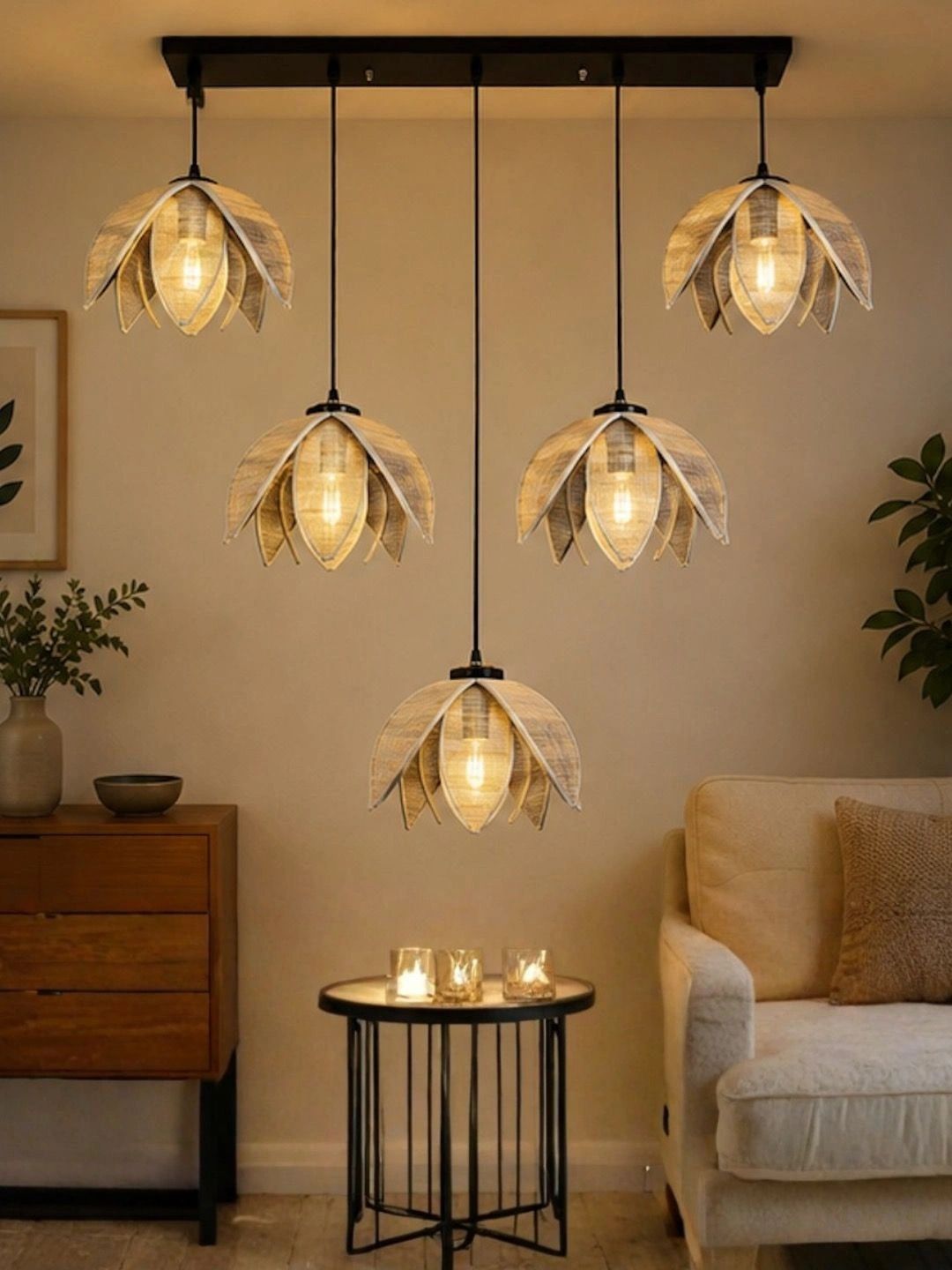 Myntra Elegant Homes Beige Textured Ceiling Lamp-image-44