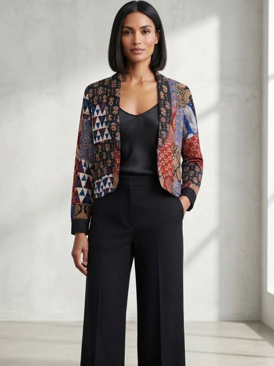 Black In Vogue Women Open Front Jacket-image-39