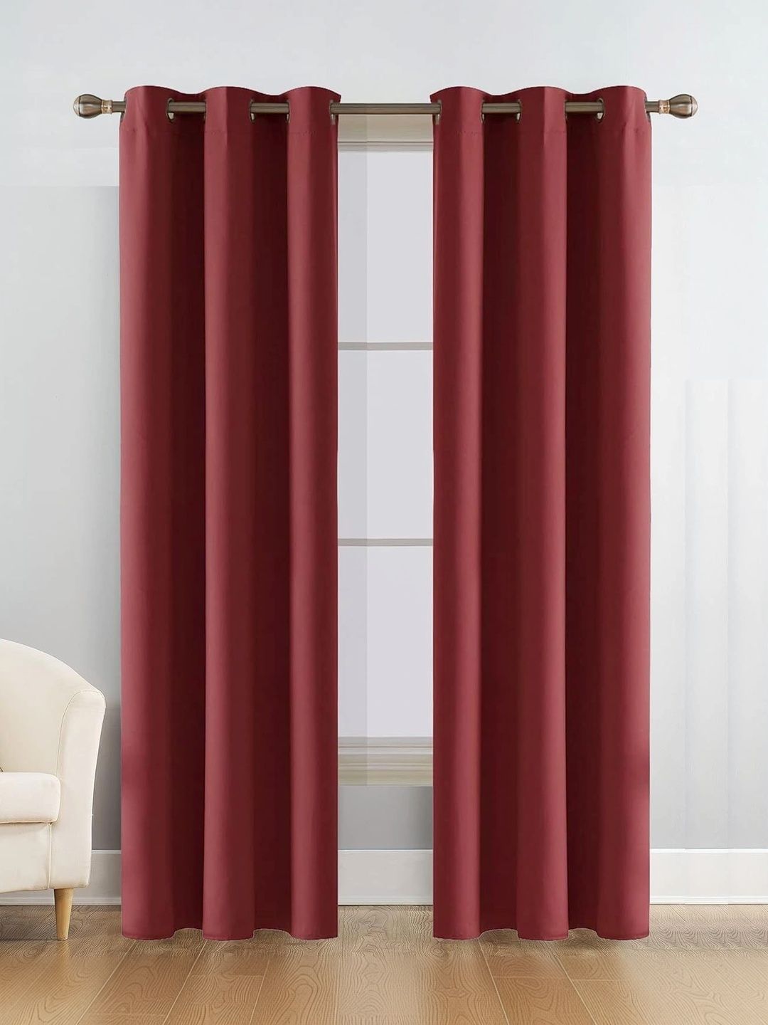 Homyra Decor Maroon Set of 2 Black Out Door Curtain-image-9