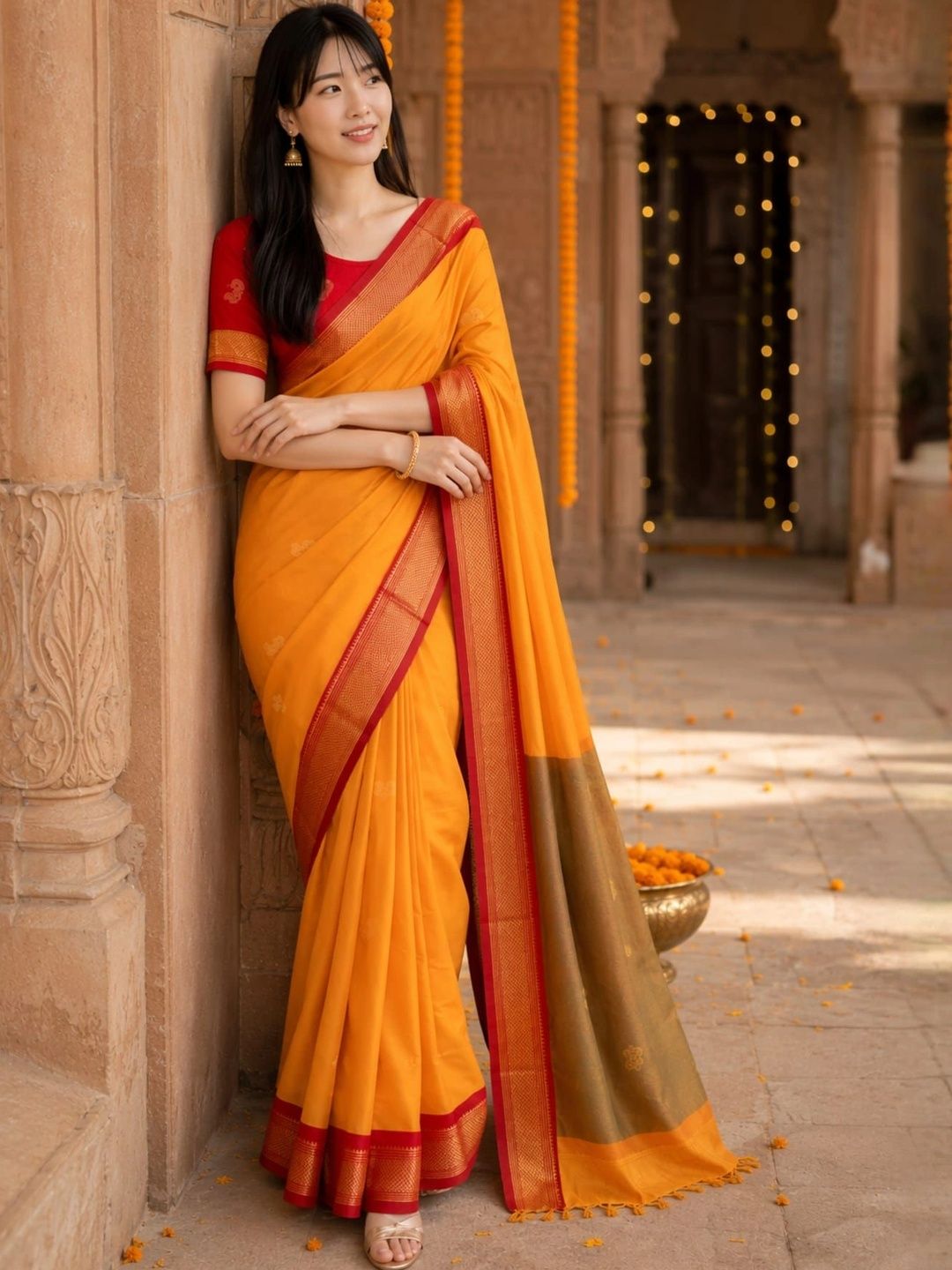 Anouk Rustic Zari Pure Cotton Kanjeevaram Saree