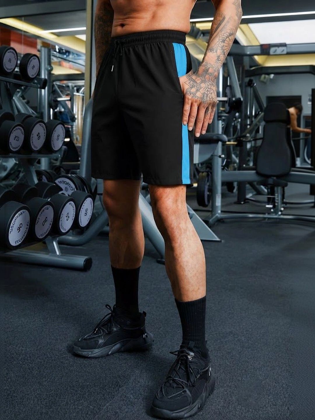 LOTHRIC Men Typography Colourblocked Training or Gym Sports Shorts-picture-49