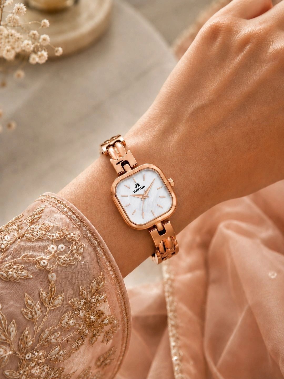 Anouk Women Brass Mother of Pearl Dial & Bracelet Style Straps Analogue Watch ANW-054-WH-picture-38