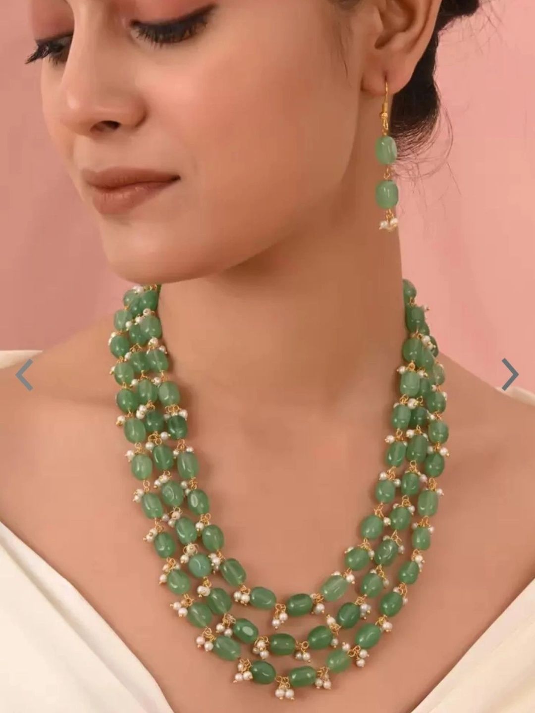 SRJ Gold-Plated Layered Pearl Necklace and Earrings-picture-54