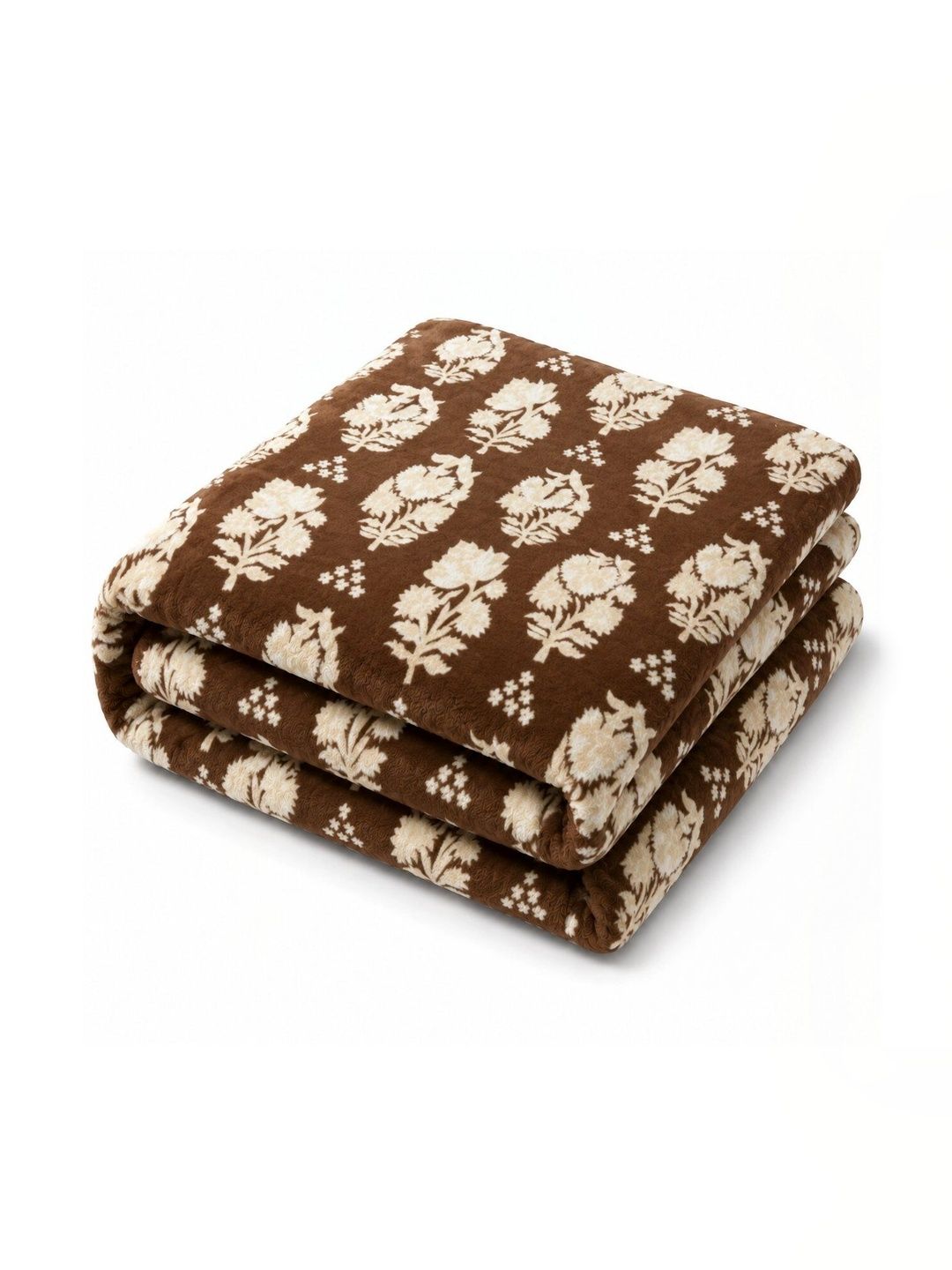 Nivasam Brown & Cream-Coloured Floral Fleece AC Room 300 GSM Dohar-image-38