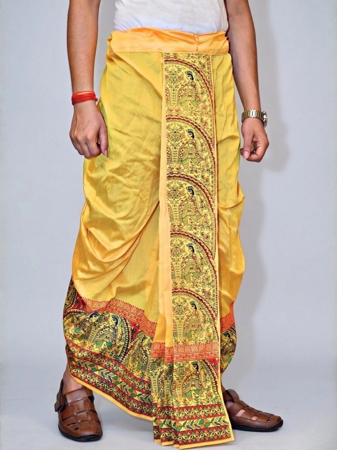 GOURI COLLECTIONS Men Printed Silk Dhoti Dhotis-picture-31