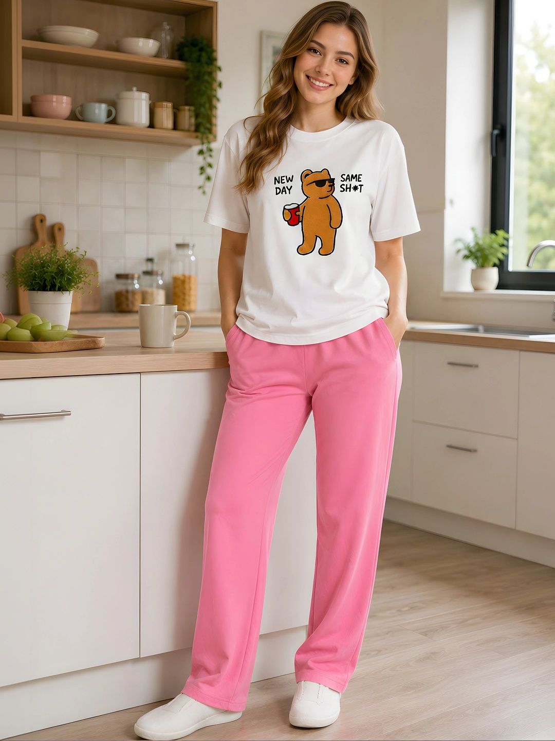 ELVIA Cotton Printed T-shirt with Trousers-picture-40