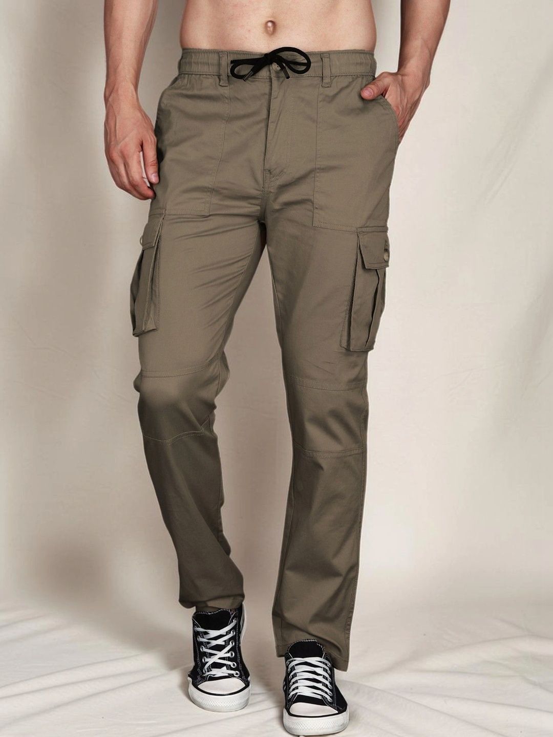 Mast & Harbour Men Relaxed Straight Leg Easy Wash Cargos Trousers-picture-36