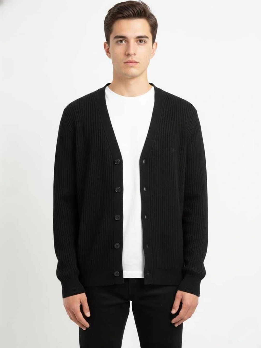 VOMAZO Men Ribbed Woollen Cardigan-picture-30