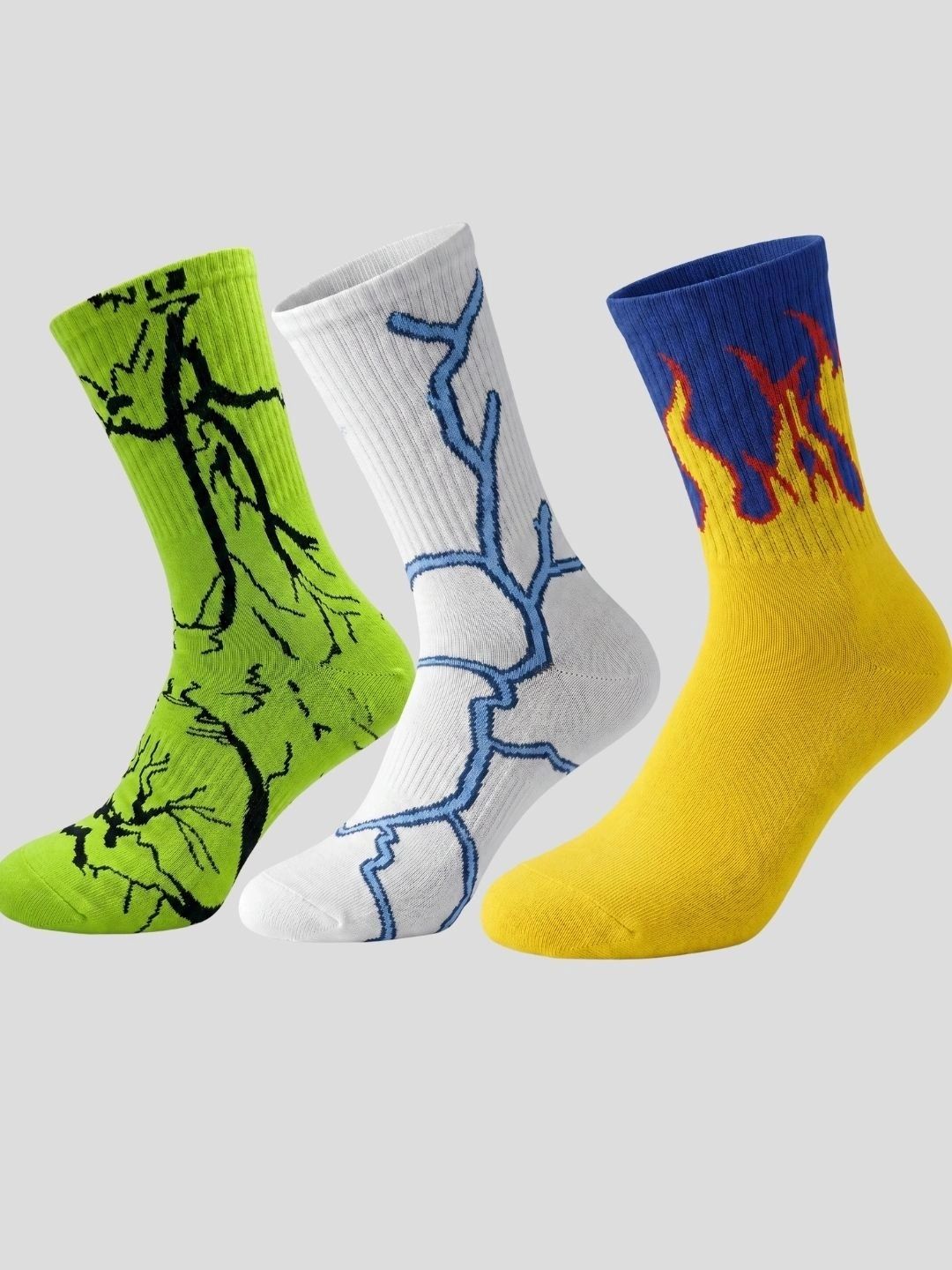 Moda Rapido Men Pack of 3 Cotton Blend Patterned Calf Length Socks-picture-35