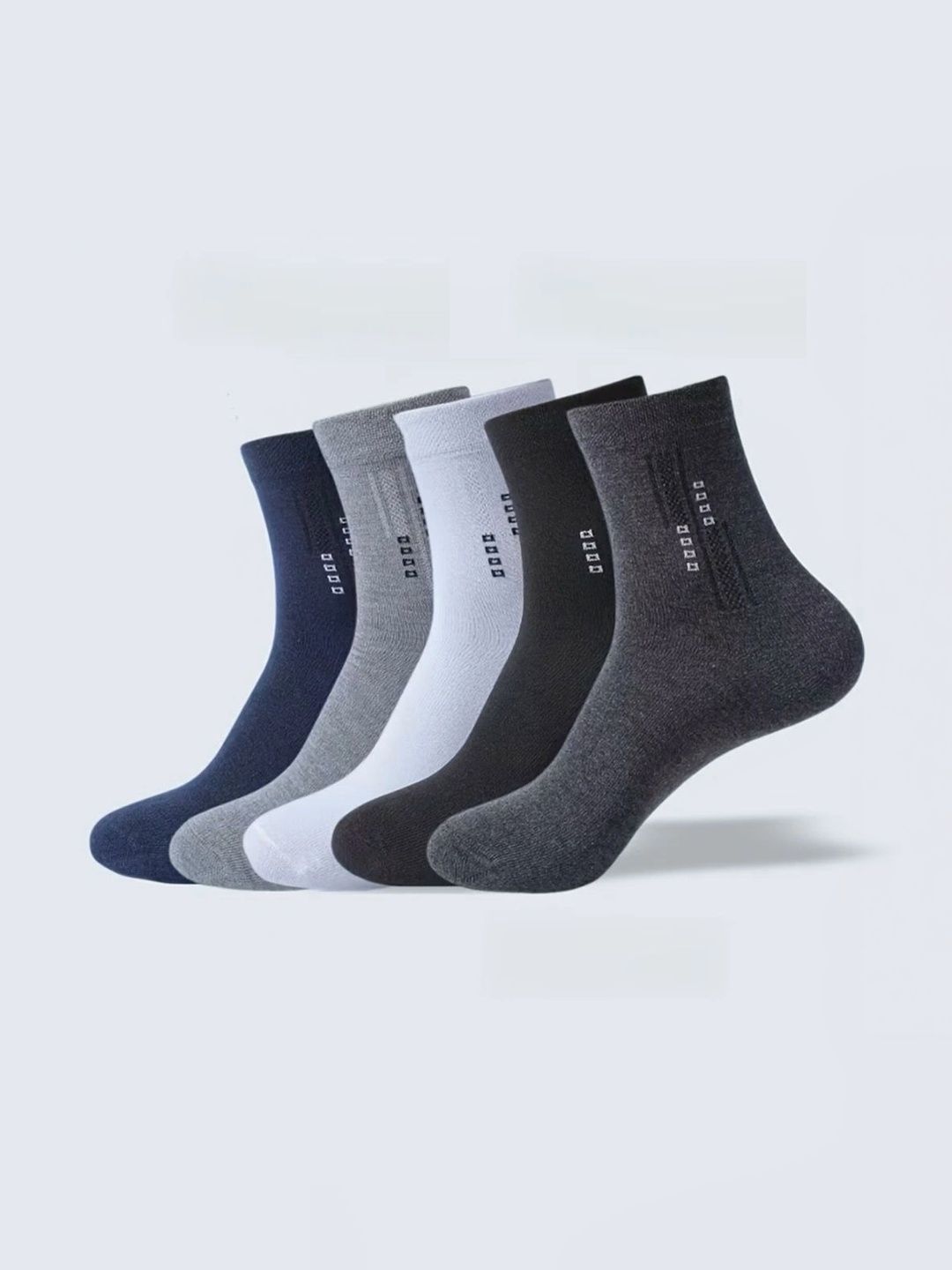 BEAR&BEYOND Men Pack of 5 Cotton Assorted Patterned Above Ankle Socks-picture-54