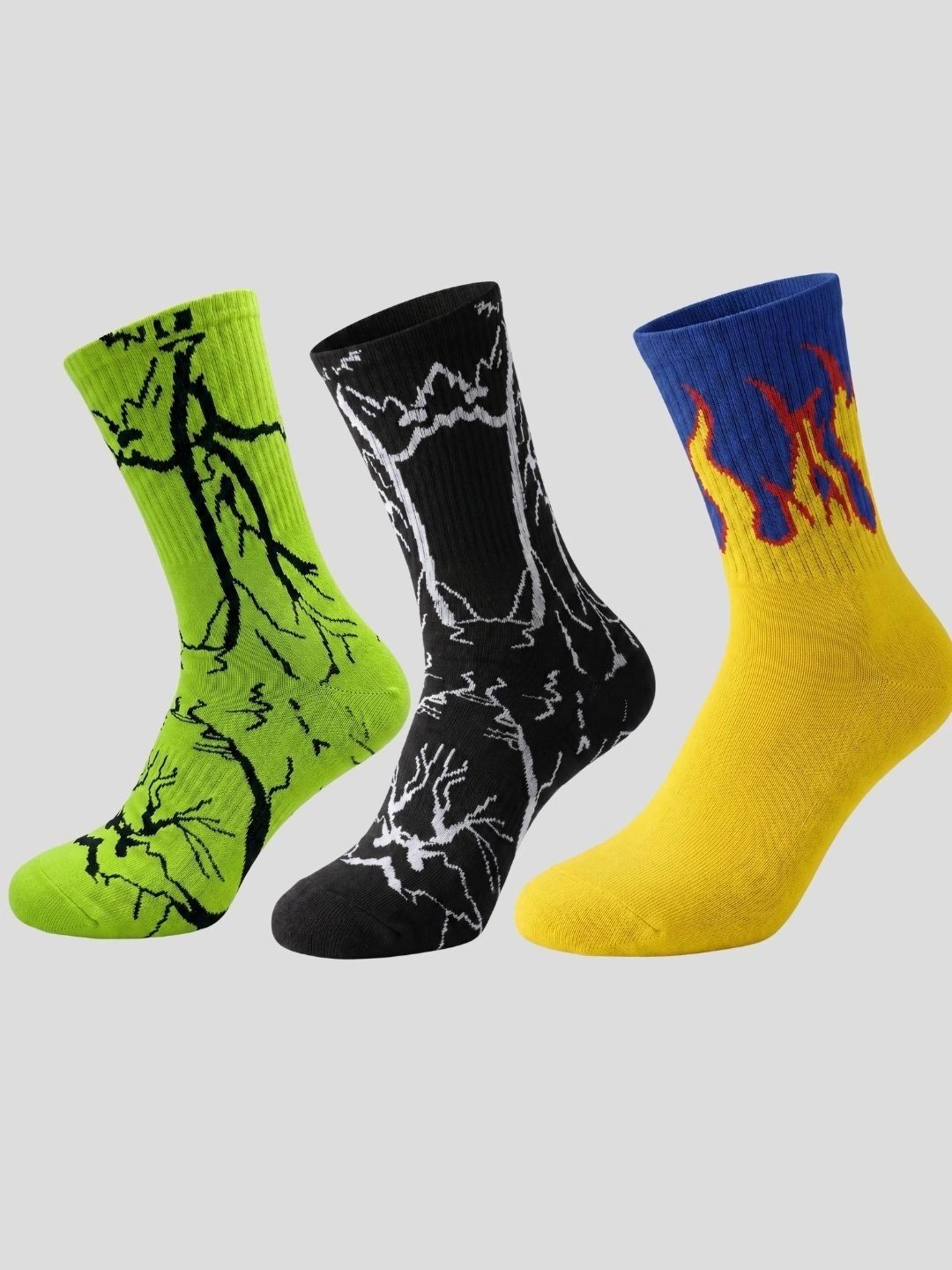 Moda Rapido Men Pack of 3 Cotton Blend Patterned Calf Length Socks-picture-35