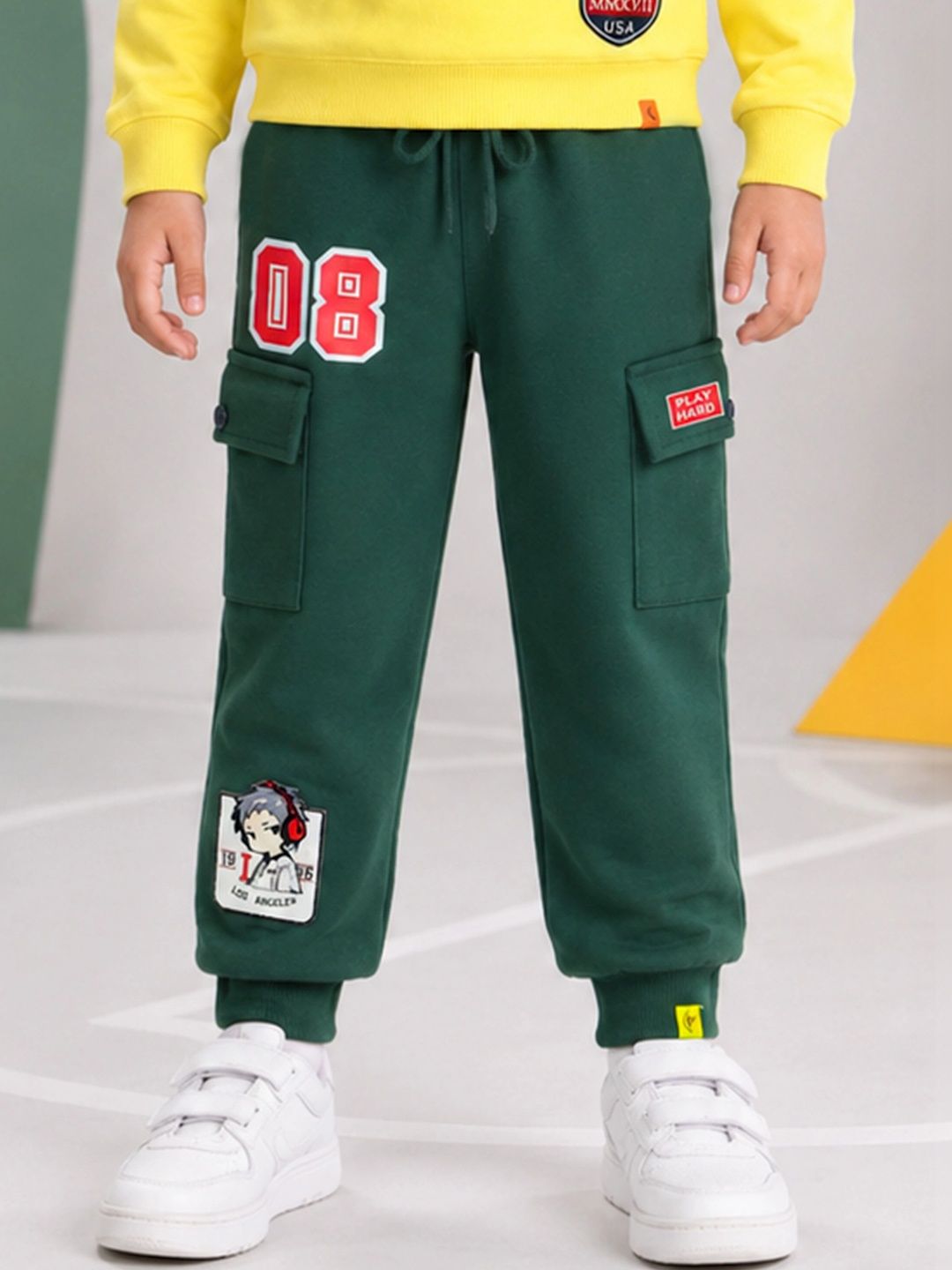 KiddoPanti Boys Regular Fit Graphic Print Training Cargos-picture-19