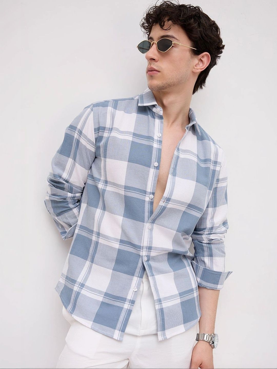 VASTRADO Men Classic Slim Fit Checked Casual Shirt-picture-18