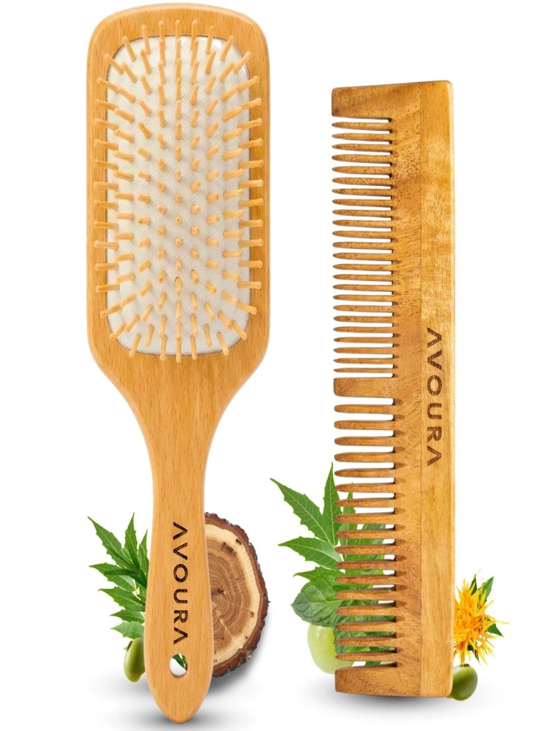 avoura Set Of 2 Neem Wooden Comb For Dandruff-picture-12