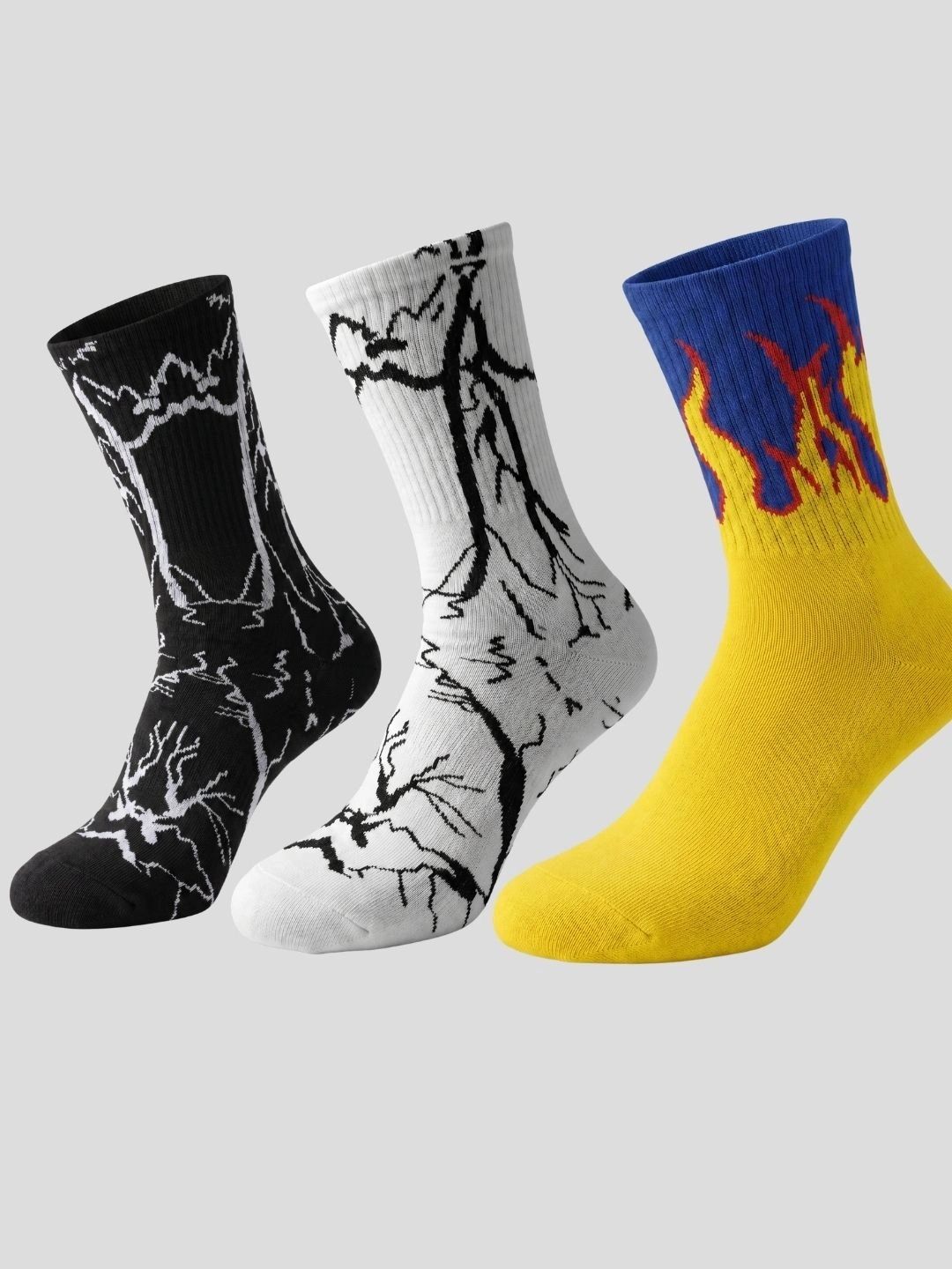 Moda Rapido Men Pack of 3 Cotton Blend Patterned Calf Length Socks-picture-27