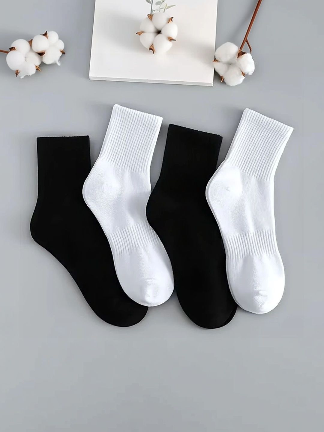 BEAR&BEYOND Men Pack of 4 Cotton Assorted Ankle Length Socks-picture-27