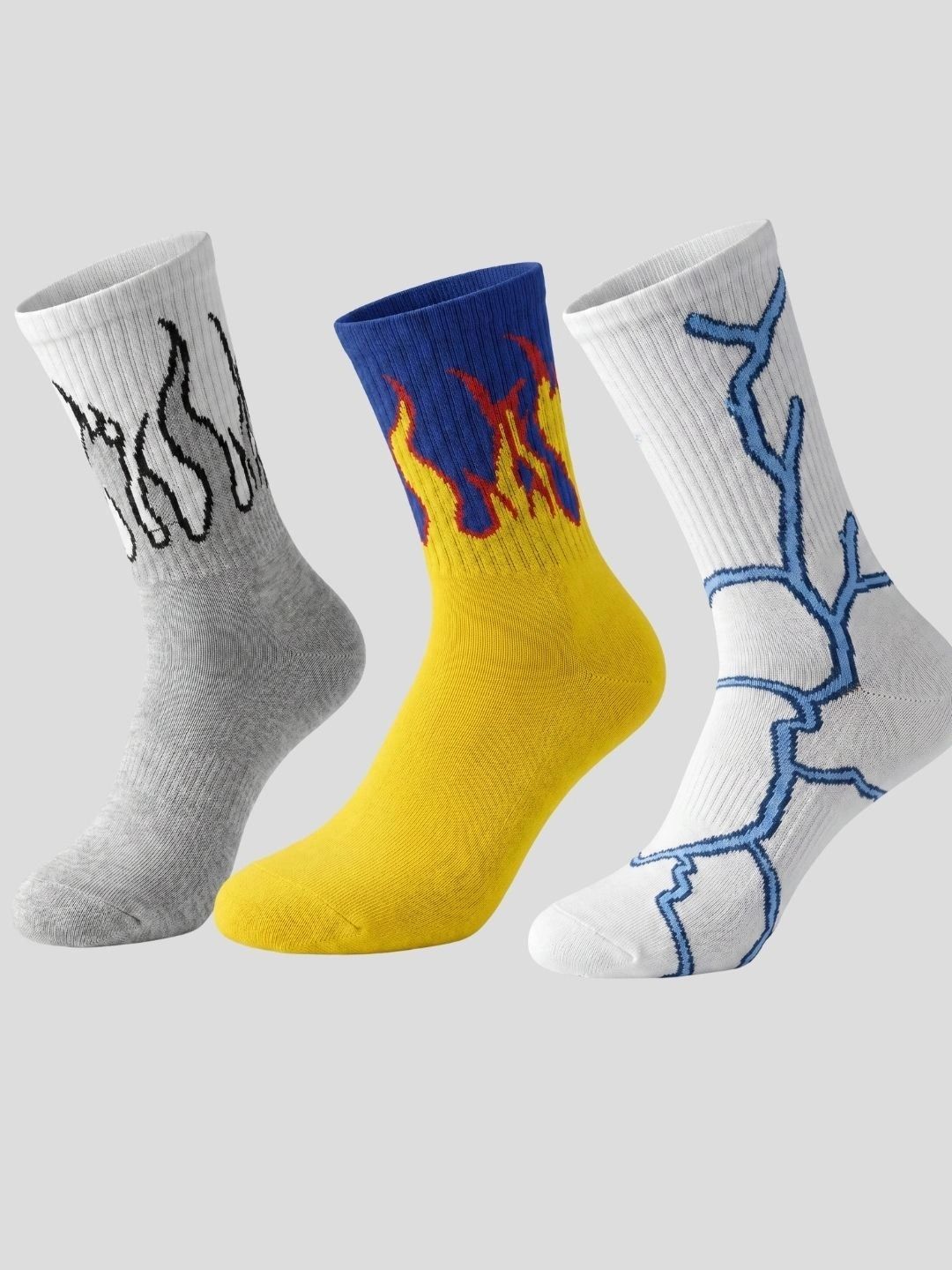 Moda Rapido Men Pack of 3 Cotton Blend Patterned Above Ankle Socks-picture-28