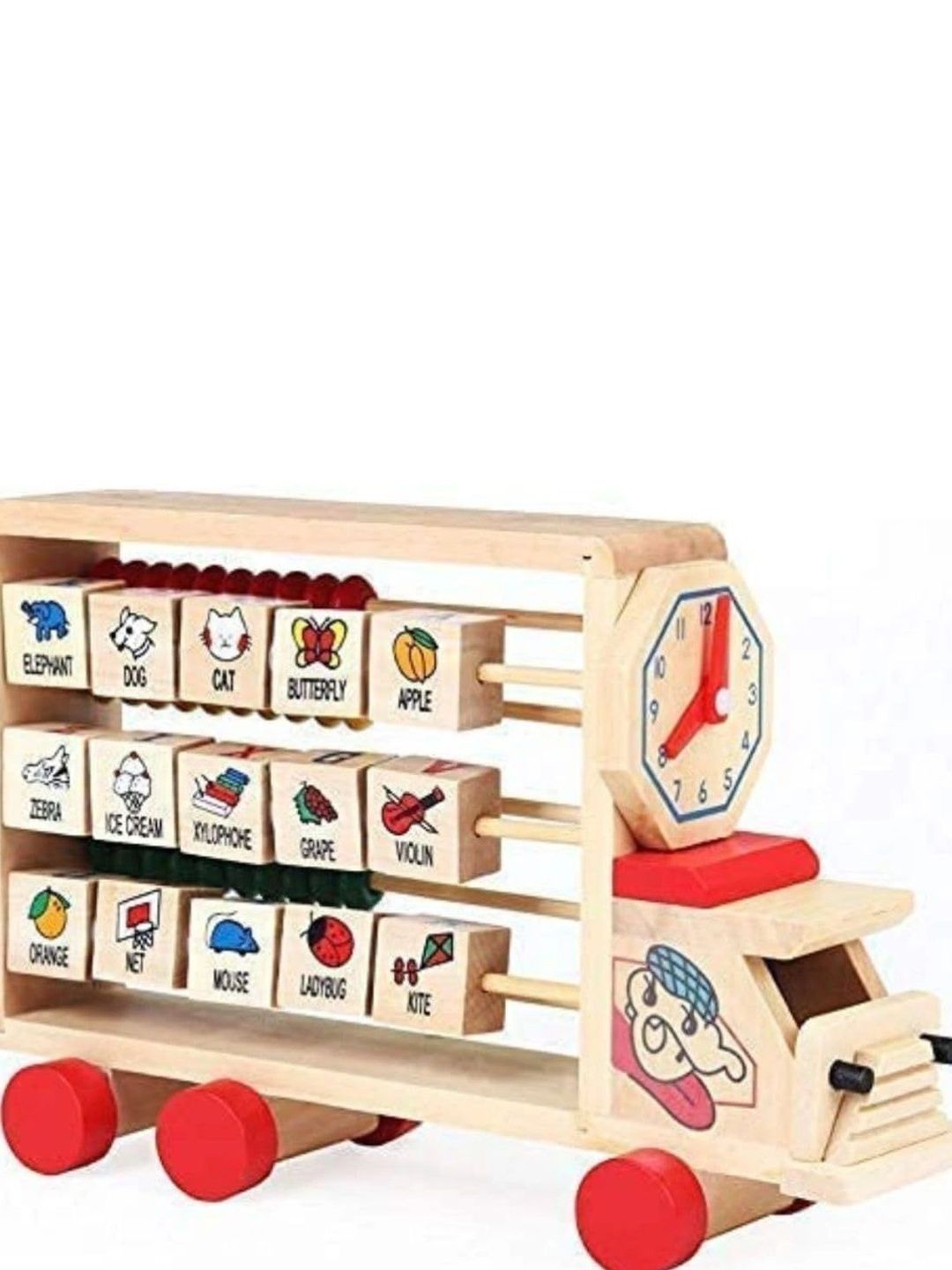 Little Mind Kids Wooden Educational Truck With Abacus Learning Vehicle Toy-image-4