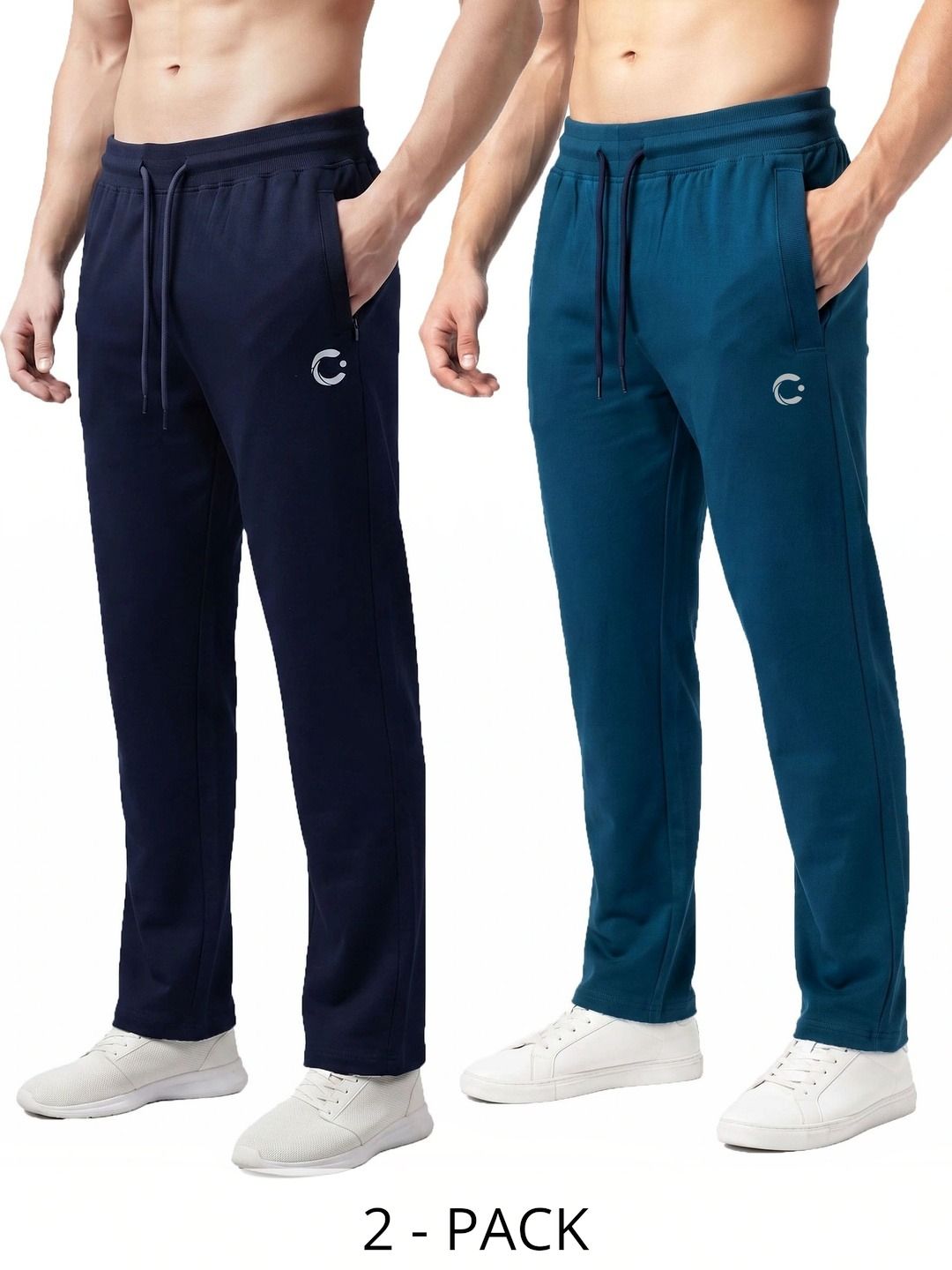T.T. Men Pack of 2 Regular Fit Brand Logo Dri-FIT Training Track Pants-picture-34