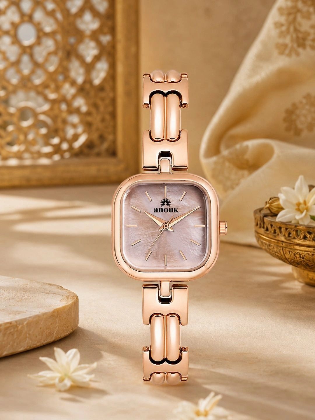 Anouk Women Brass Mother of Pearl Dial & Bracelet Style Straps Analogue Watch ANW-054-RG-picture-37