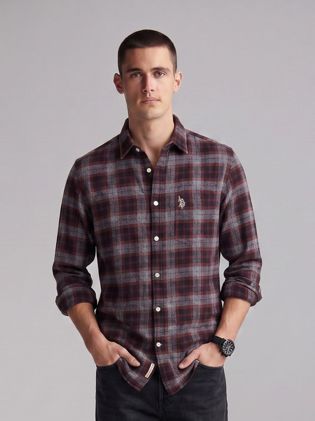 U.S. Polo Assn. Denim Co. Tartan Checked Pure Cotton Casual Shirt-picture-40