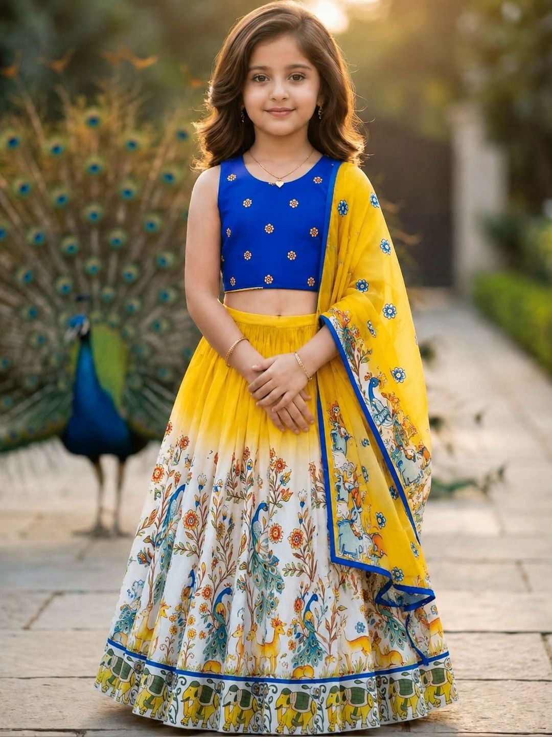 KALINI Girls Embroidered Thread Work Ready to Wear Lehenga & Blouse With Dupatta-picture-54